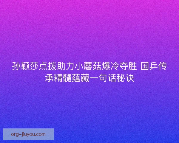 孙颖莎点拨助力小蘑菇爆冷夺胜 国乒传承精髓蕴藏一句话秘诀
