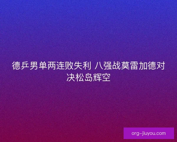 德乒男单两连败失利 八强战莫雷加德对决松岛辉空