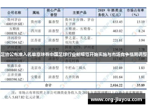 足协公布准入名单意味着中国足球行业新规范开始实施与市场竞争格局调整